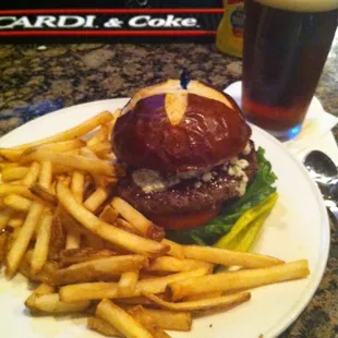 Blue Burger and Shiner Bock.  Pretty respectable burger.