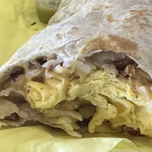 the inside of a burrito