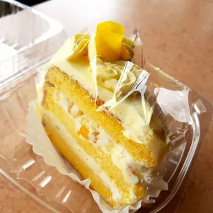 Mango cake slice.