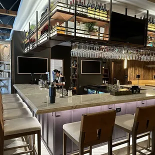 The bar area upstairs