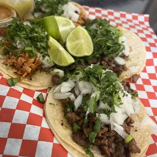 Chicken and steak tacos