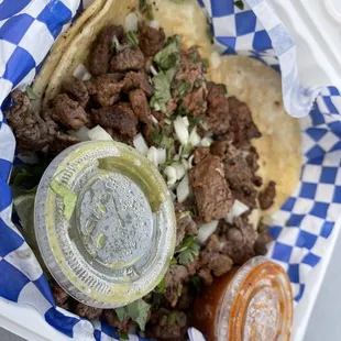 3 regular Carne Asada tacos