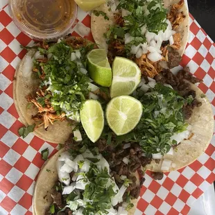 Chicken and steak tacos