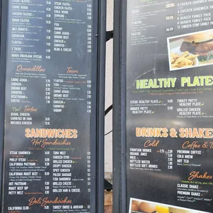 Menu as of 8/2022
