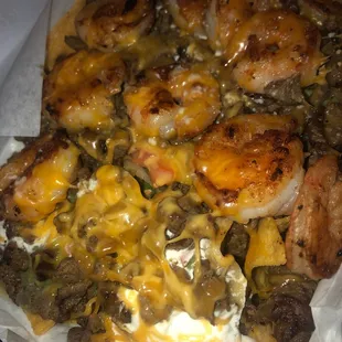 Shrimp &amp; carne asada fries