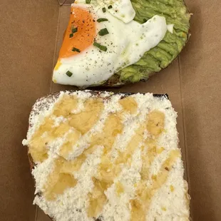 Honey ricotta toast &amp; sunny toast