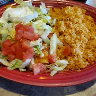 Chicken enchiladas lunch portion. Huge!