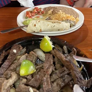 Beef fajitas for two