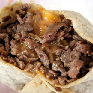 Carne asada w/ beans and cheese only