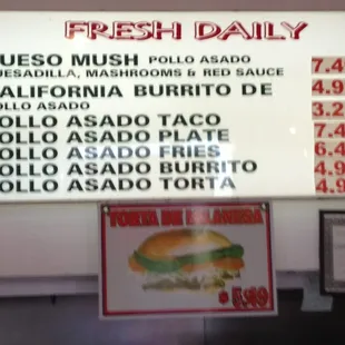 &quot;Fresh Daily&quot; menu (May 2012) - blurry but legible