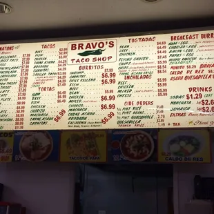 Menu (March 2016)