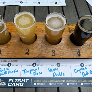 a flight of beers