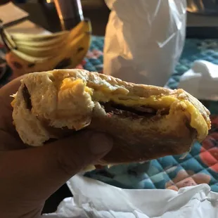 Bacon, egg, n cheese on a bun