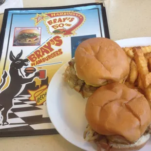 Hanburgers extra fried onions