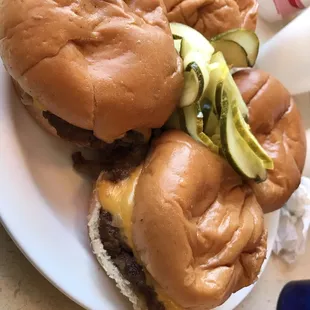 Cheeseburgers with extra pickles