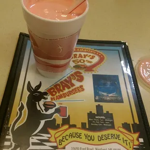 Cherry Shake (not Malt).  Great flavor. So thick I could hardly sip it thru the straw.