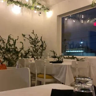They converted their outdoor patio into an indoor banquet room- very pretty