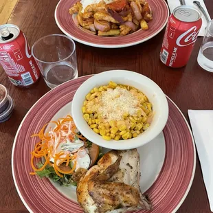 Quarter Chicken Combo and off the cob street corn.