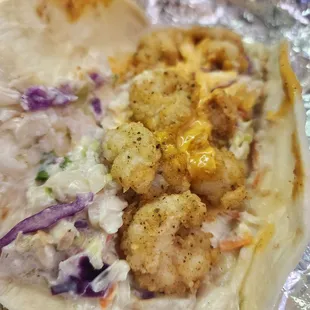 a close up of a taco