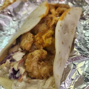 Salad shrimp &amp; hot KFC slaw.