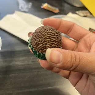 Brigadeiro- a chocolate Brazilian truffle.