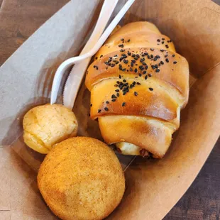 a hot dog wrapped in bread