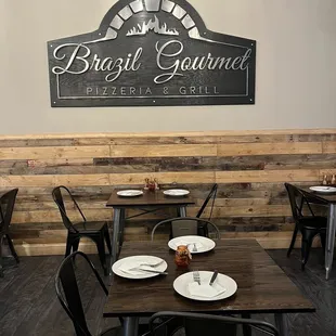 Indoor sign and some tables