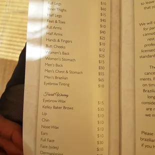 Price list