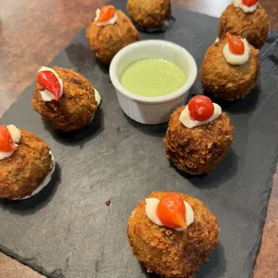 a platter of appetizers