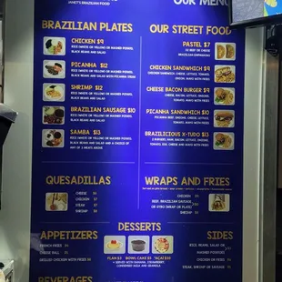 Menu (prices as of 2.3.2021)