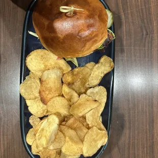 a sandwich and chips