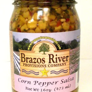 a jar of corn pepper salsa
