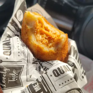 a close up of a fried food item