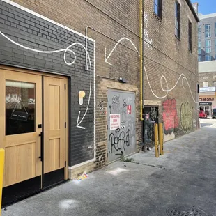 the entrance to the bakery