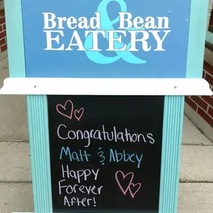 a sign for bread and bean eatery