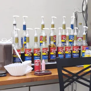 Variety of syrups available