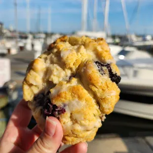 a hand holding a muffin