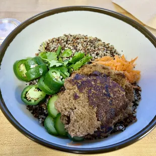 Banh Mi Bowl.  Exceedingly bland. Probably just needs a sauce. The one provided is mayo heavy. Healthy though.