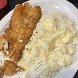 Whiting and cheese grits