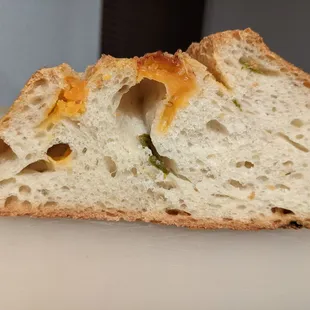 Cross section of jalapeno cheese bread