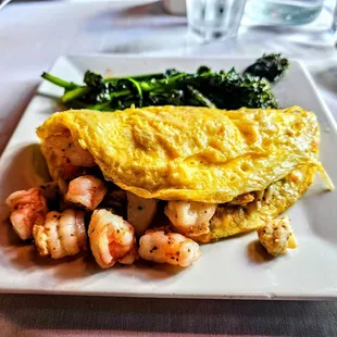 Poseidon Omelette (Seafood Omelette); ingredients were fresh but not very seasoned