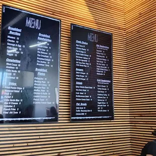 menus on the wall