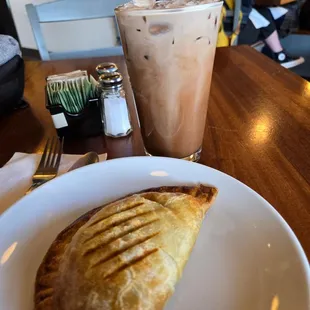 Breakfast empanada and Coco Moco Cold brew