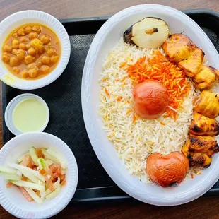 a tray of food on a table