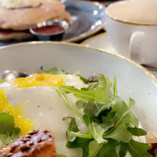 Mushroom Hash Bowl and Lemon Ricotta Pancakes  the strawberry jam and bread is phenomenal!