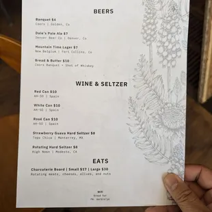 menu