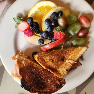 Ham &amp; Swiss sandwich with fruit