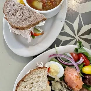 Dilly Turkey Sandwich Tomato artichoke lentil soup  Smoked Salmon Nicoise Salad