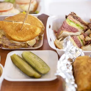 a variety of sandwiches and sides