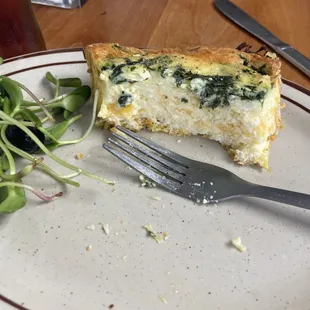 Spinach and sweet potato crust (gluten free) quiche.